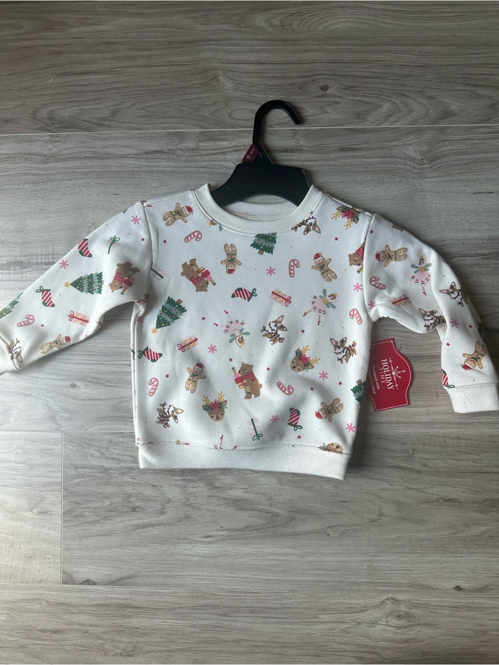 Holiday Time White Kids Sweatshirt with Festive Print